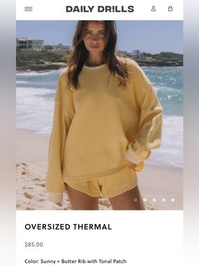 Daily Drills Oversized Thermal Sunny + Butter Rub with tonal patch BNWT